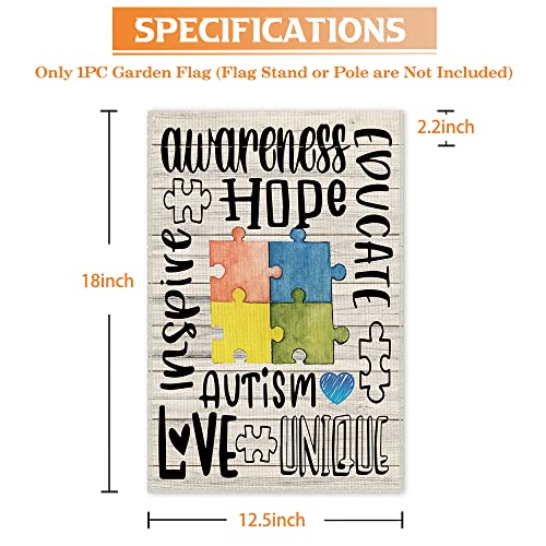 Hafhue Autism Awareness Puzzle Welcome Garden Flag Yard Indoor Outdoor Farmhouse Decorations, Hope Education I Love Autism Yard Flag, Inspirational Support Disability Equality Ally Yard Flag