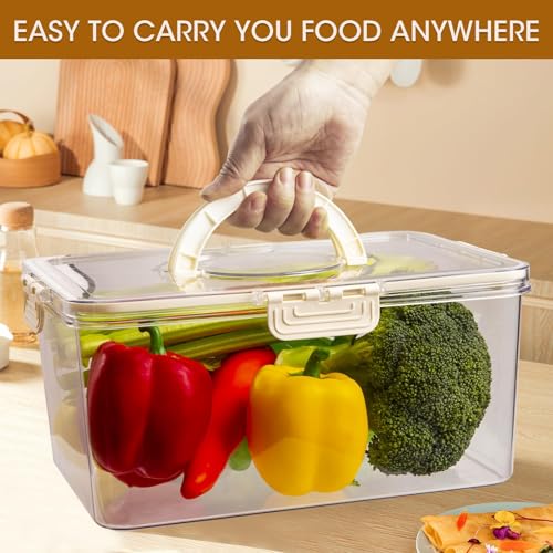 MEIHAOME Fruit Storage Containers for Fridge,Refrigerator Organizer Bins with Lids,3 Removable Containers for Food,Fridge Organizers and Storage,Stackable Produce Berry Veggie Stay Fresh Containers