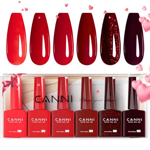 CANNI 6Pcs 9ml Hema-Free Purple Gel Polish,Dark Purple Gel Nail Polish Set,Light Purple Violets Colors Gel Polish Kit, Soak Off LED Nail Gel Manicure Kit DIY at Home Salon Gifts for Women Girls