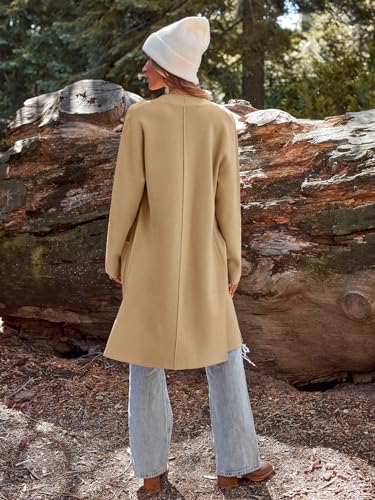 LILLUSORY Women's Chunky Oversized Cardigans Long Sleeve Knit Long Sweaters Dressy Over Dress Jackets Outerwear Camel, Small