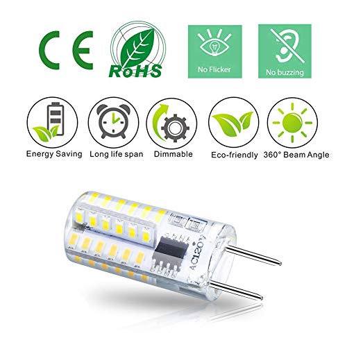 Gaormii Dimmable G8 LED Bulbs Daylight White 6000K 3W Equivalent to T4 Bi-Pin Base 120V 20W-25W Halogen Bulbs for Under Cabinet Light, Under Counter Kitchen Lighting (12-Pack)