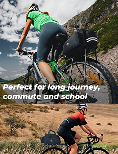 KEMIMOTO Bike Rear Rack Bag Bicycle Trunk Bag 20L Capacity Water Resistant Multifunctional Bicycle Pannier with Rain Cover Bike Saddle Bag for Grocery Shopping Commuter Cycling Trip Black