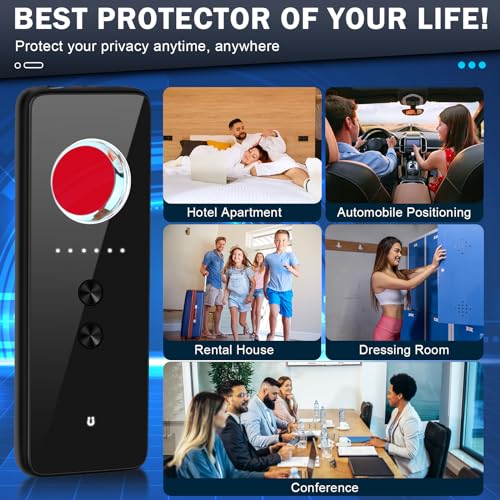 Hidden Camera Detectors, Spy Camera Detector,Bug and Hidden Camera Detector,GPS Tracker RF Signal Scanner Listening Devices Finder Wireless Rechargeable for Travel,Car, Bathroom,Office, Hotel