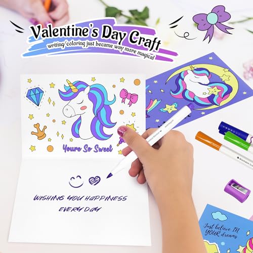 weirtoya Washable Fruit Scented Markers Set with Unicorn Pencil Case Stationery Set Valentine's Day Gifts Unicorn Toys Birthday Gifts for Girls 4-9 Years Valentine Craft Magical Unicorn