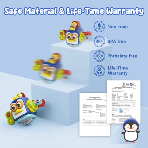 OSIMILY Montessori Toys for 1 Year Old, Sensory Toys for Toddlers 1-3, Travel Activities Busy Cube, Baby Gifts for 12 18 Month, Motor Skills Educational Learning Toys (Blue)