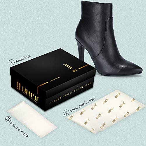 IDIFU Black Ankle Boots for Women High Heel Pointed Toe Boots Side Zipper Stiletto Booties (Black Suede, 12 M US)