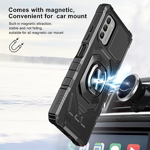 for Nokia G310 5G Case with 1 Pack Screen Protector,Dual Layer Hybrid Heavy Duty Defender Protection,Sleek Rugged Reinforced Cushion Corner Kickstand Shockproof Bumper Cover for Nokia G310 Black