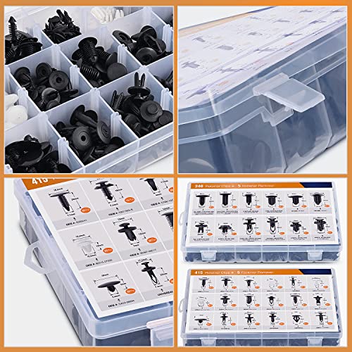 GOOACC 700Pcs Car Push Retainer Clips Auto Fasteners Assortment 30 Sizes Nylon Bumper Fender Rivets with 10 Cable Ties Fasteners Remover for Toyota GM Ford Toyota Honda Chrysler