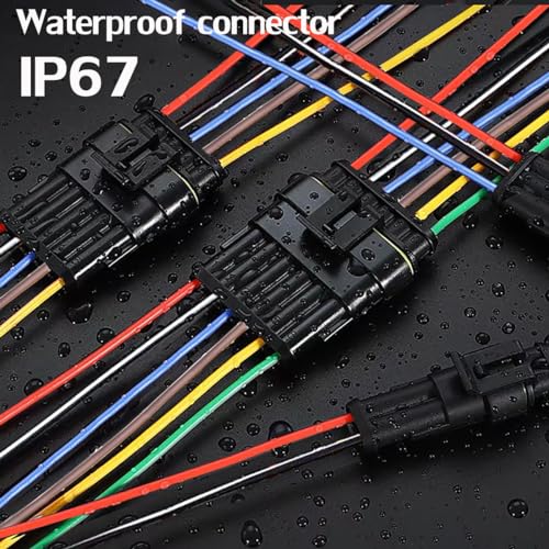 QOFOWIN 2 Pin Connector Waterproof,2Pin Way Car Electrical Connector with Wire 16AWG Marine for Car,Truck,Boat,Motorcycle and Other Wire Connections. (5pairs))
