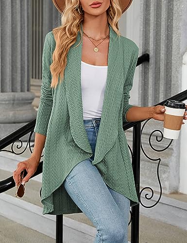 Cardigan for Women Dressy Long Sleeve Sweaters Autumn Casual Lightweight Knit Open Front Fall Fashion Outfits Army Green S