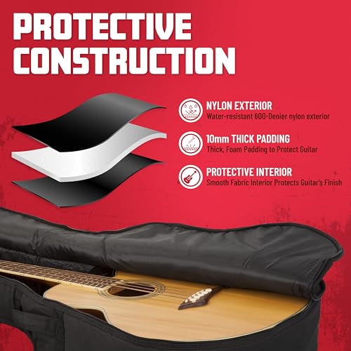 Gator Cases Foam Padded Acoustic Bass Guitar Gig Bag, Fits Acoustic Bass Guitars up to 49.3" in Length (GBE-AC-BASS)