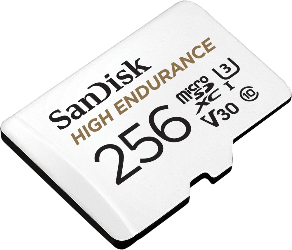 SANDISK 256GB High Endurance Video microSDXC Card with Adapter for dash cam and home monitoring systems - C10, U3, V30, 4K UHD, Micro SD Card - SDSQQNR-256G-GN6IA