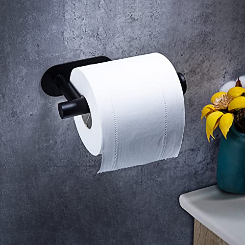 YUET Toilet Roll Holder Self Adhesive Black Paper Holders Tissue Stand Hanger Bathroom SUS-304 Stainless Steel,No Drilling Required, Strong Adhesiveness and Waterproof