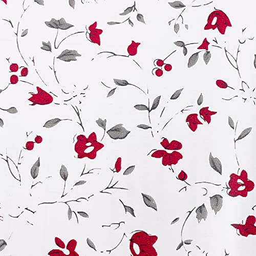 Yifasy Red Floral Shelf Liner 9.8ft Roll Peel and Stick Furniture White Shelving Paper Bedroom Wallpaper Drawer Sticker (S-118.1x17.7 Inch)