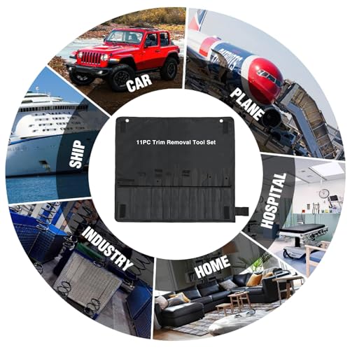 GOOACC 5PCS Auto Trim Removal Tool Kit No-ScratchTool Kit for Car Audio Dash Window Molding Fastener Remover Tool Kit-Black