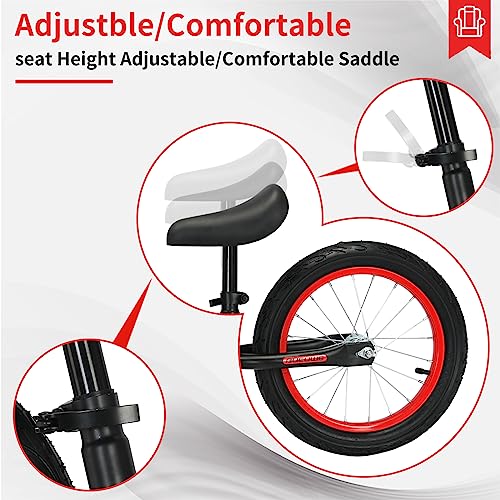 Bueuwe 16 inch Balance Bike for 4 5 6 7 8 Year Old Boys Girls, No Pedal Kids Bikes, Toddler Training Bicycle with Adjustable Seat, Best Gift, Black