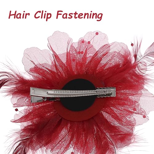 Taouzi Fascinators Hats for Women Tea Party Pink Purple Gold Fascinators Flower Mesh Ribbons Feathers on a Headband and a Clip Tea Party Headwear for Women Style 1