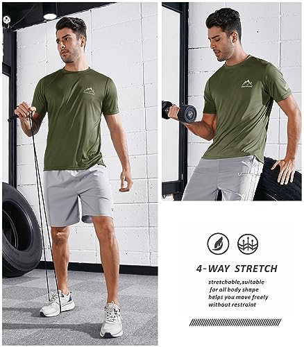 NORTHYARD Men's UPF 50+ Sun Protection Shirts Swim SPF UV Quick Dry Short Sleeve T-Shirts for Athletic Fishing Rash Guard Coral Heather S