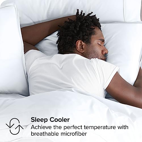 Bare Home Standard Pillow Sham Covers - Set of 2 - Premium 1800 Ultra-Soft Microfiber - Double Brushed - Bed Pillow Shams - Pillows Not Included (Set of 2, White)