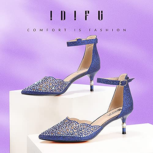 IDIFU Women's IN2 Candice Wedding Rhinestones Sequins Low Kitten Heels Pumps Dress Evening Shoes for Women Bridal Bride(5.5, Gold Glitter)