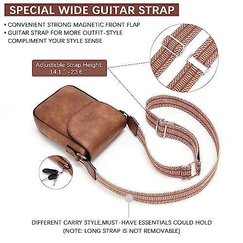 BOSTANTEN Small Crossbody Bags for Women Trendy Leather Phone Wallet Purses Handbags Adjustable Guitar Strap (D04-Grey)