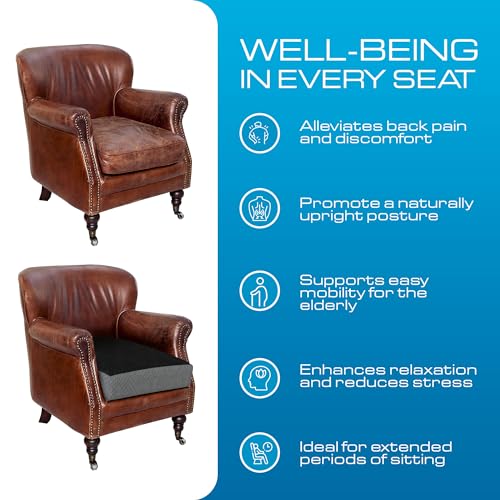 Kӧlbs Extra Large Recliner Cushion | Chic 2 Tone Velvet Cover | Memory Foam Seat Cushion 5 inch Thick 20" x 20" Large | Recliner Chair Cushion for Elderly - Extra Large Chair Cushion