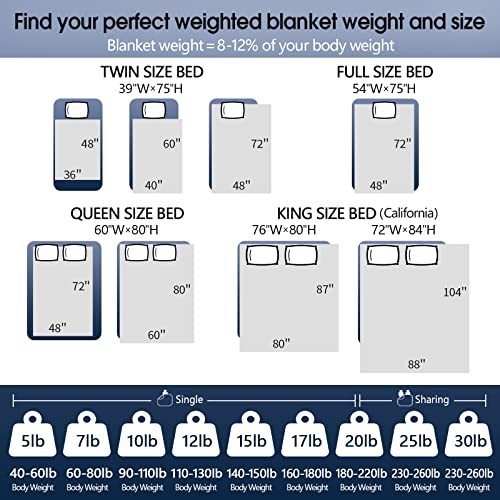Topcee Weighted Blanket Cooling Breathable Heavy Blanket Microfiber Material with Glass Beads Big Blanket for Adult All-Season Summer Fall Winter Soft Thick Comfort Blanket (20lbs 60"x80" Queen Size)
