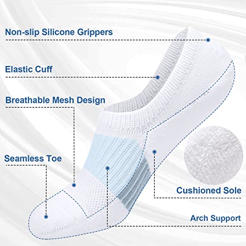 Toes Home No Show Socks Womens Cushioned Low Cut Athletic Hidden Liner Socks for Sneakers Footies Ankle Sports Invisible Running Socks 6 Pairs Size 6-9