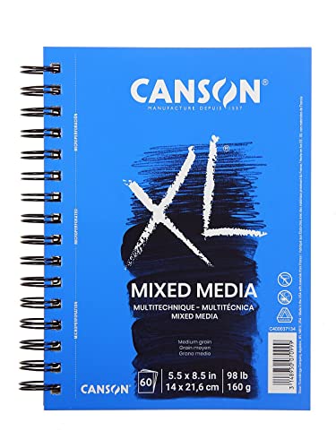 Canson XL Series Mixed Media Pad 60 Sheets with Watercolor Paper Pad 30 Sheets, 7x10 inches