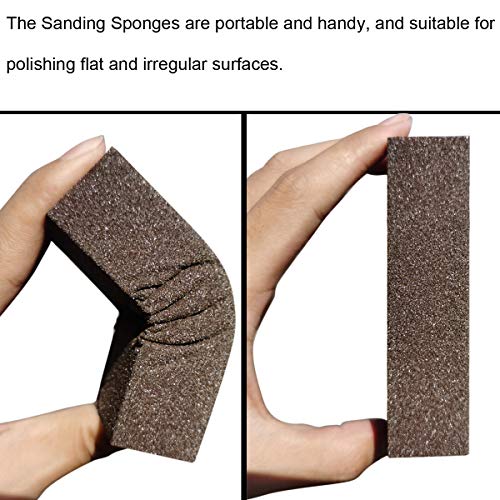 Sackorange 10 Pack 60 Grit Sanding Sponge, Washable and Reusable Sanding Blocks Great for Pot Brush Pan Brush Sponge Brush Glasses Sanding Wood Sanding Metal Sanding (60 Grit-10 Pack)