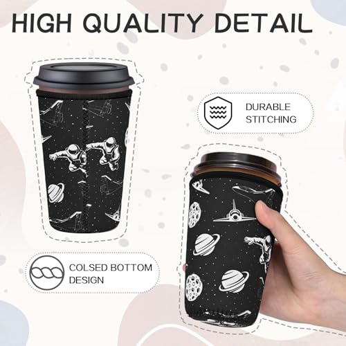 Wegitcs Iced Coffee Sleeves, 2 Pack Reusable Neoprene Iced Coffee Cup Sleeves, Insulator Sleeve for Cold Beverages, Cold Soda Drink Cup Holder, Compatible with Starbucks Coffee Dunkin and More, L