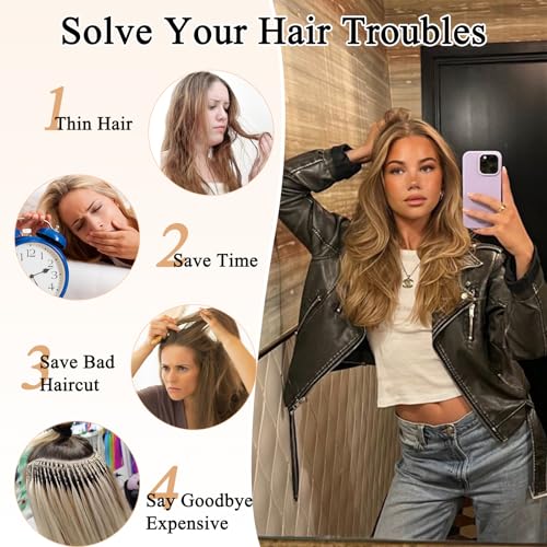 FREEMEIGE Clip in Long Wavy Synthetic Hair Extension 20 Inch Medium Brown 4PCS Thick Hairpieces Fiber Double Weft Hair for Women