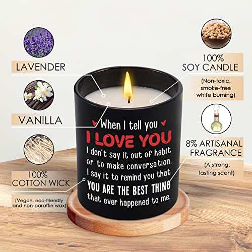 TEEZWONDER Anniversary Wedding Gifts for Men, Women, Couple, Christmas, Valentines Day, Birthday Gifts for Her, Him, Boyfriend, Girlfriend, Husband, Wife, Vanilla Lavender Scented Candle 10oz