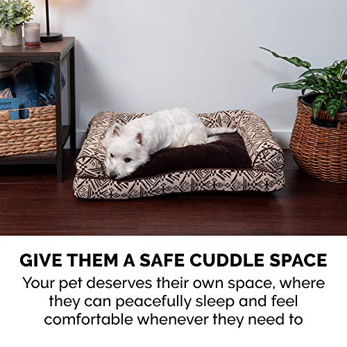 Furhaven Pillow Dog Bed for Large/Medium Dogs w/ Removable Bolsters & Washable Cover - Quilted Sofa - Toasted Brown, Large