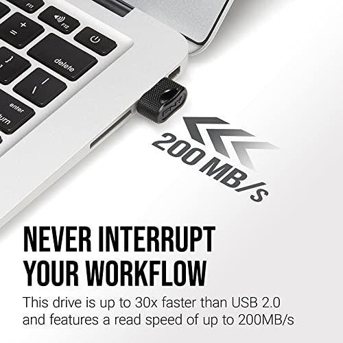 PNY 64GB Elite-X Fit USB 3.1 Flash Drive - 200MB/s, Color-Black
