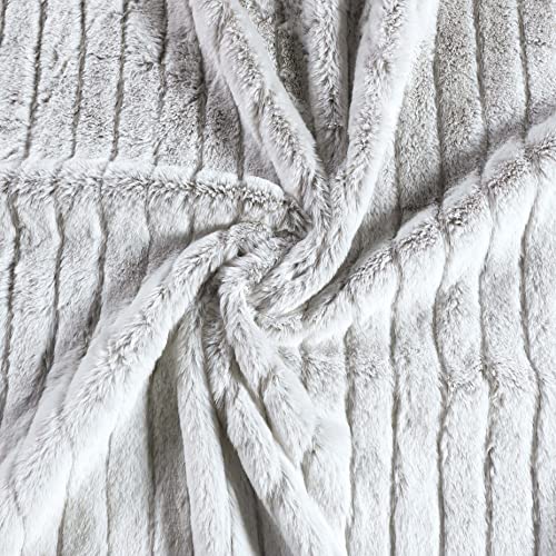 Mary Hatch Blush Pink Faux Fur Decorative Pillow Covers 12x20 inch Soft Lumbar Pillow Covers for Living Room Luxury Fuzzy Throw Pillow Cases Striped Fluffy Cushion Covers for Bed Sofa Chair Set of 2