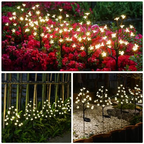 IUEECEN Solar Garden Lights Decorative, Solar Flower Lights Garden Decor 6Pack, 120Led Solar Powered Outdoor Lights Waterproof,Outdoor Solar Lights for Yard, Pathway,Lawn Solar Garden Decorations