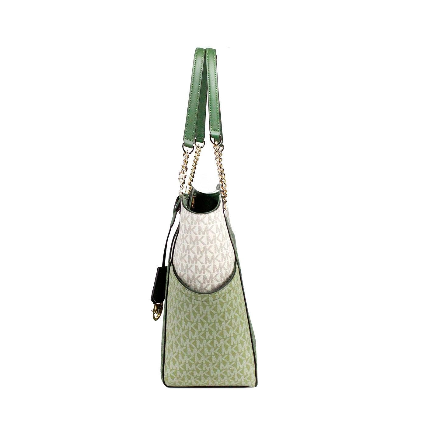 Michael Kors Jet Set Large Chain Tote Handbag, Fern Green Multi