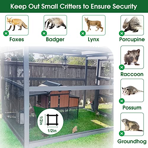 HOPERAN Black Hardware Cloth 1/2 inch 36 x 50 Ft Mesh 19 Gauge PVC Coated Chicken Wire Mesh - Vinyl + Galvanized Double Coated Fence - Welded Wire Mesh Roll for Chicken Coop Fencing Garden Fencing