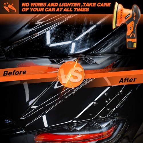 Saker Cordless Buffer Polisher, 6 Inch Fast Charging Portable Car Polishing Kit with 12V 2000mAh Battery, Polisher for Car Detailing Polishing Waxing