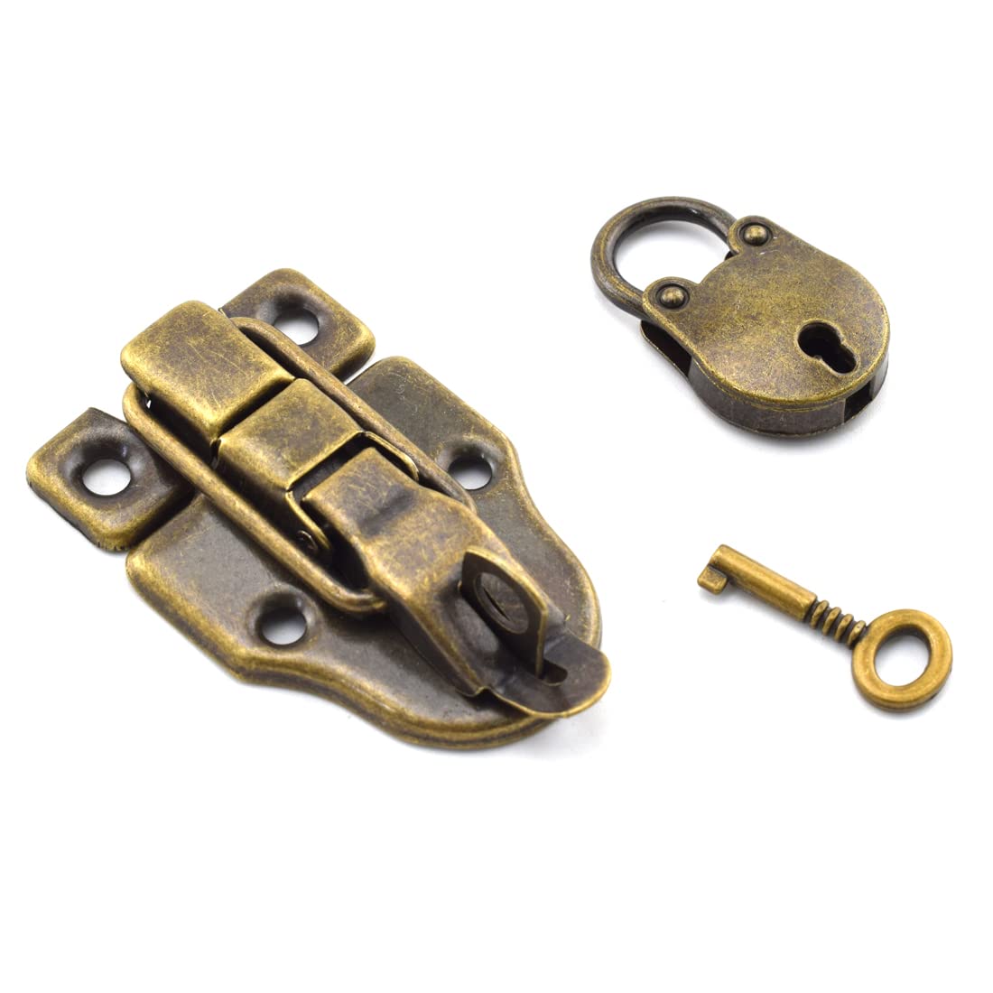 Aifeier ET Retro Bronze Duckbilled Toggle Hasp Latch and Padlock Kits for Tool Box, Jewelry Box, Wooden Box, Gift Box, etc