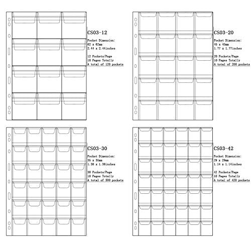 Uncle Paul Coin Collecting Pages 5 Sheets 12 Pockets Standard 9Hole Coin Pocket Inserts Collecting Sleeves for Coins CS03512