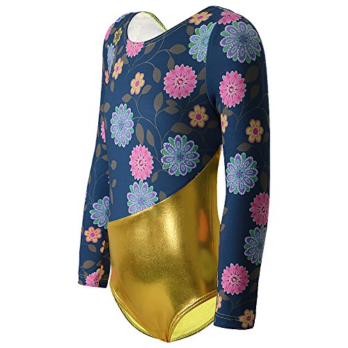 DAXIANG Leotards for Girls Gymnastics Long Sleeve Gymnastics Leotard for Girls Gymnastics Leotards Purple Snowflake 9-10Y