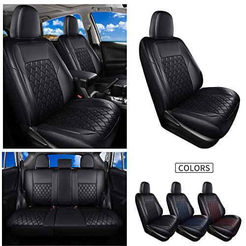 Huidasource Custom Fit RAV4 Front Car Seat Covers, Leather Seat Cushion Cover Accessories Fit for 2019-2024 Toyota Rav4 XLE LE XLE Premium Limited(Not for Hybrid/Adventure/TRD Off-Road/Prime, Black)