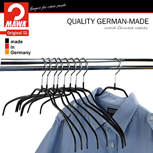 Mawa Reston Lloyd Silhouette Ultra-Thin Series, Non-Slip Space Saving Shirt Hanger, Style 42/FT, Pack of 4, Black