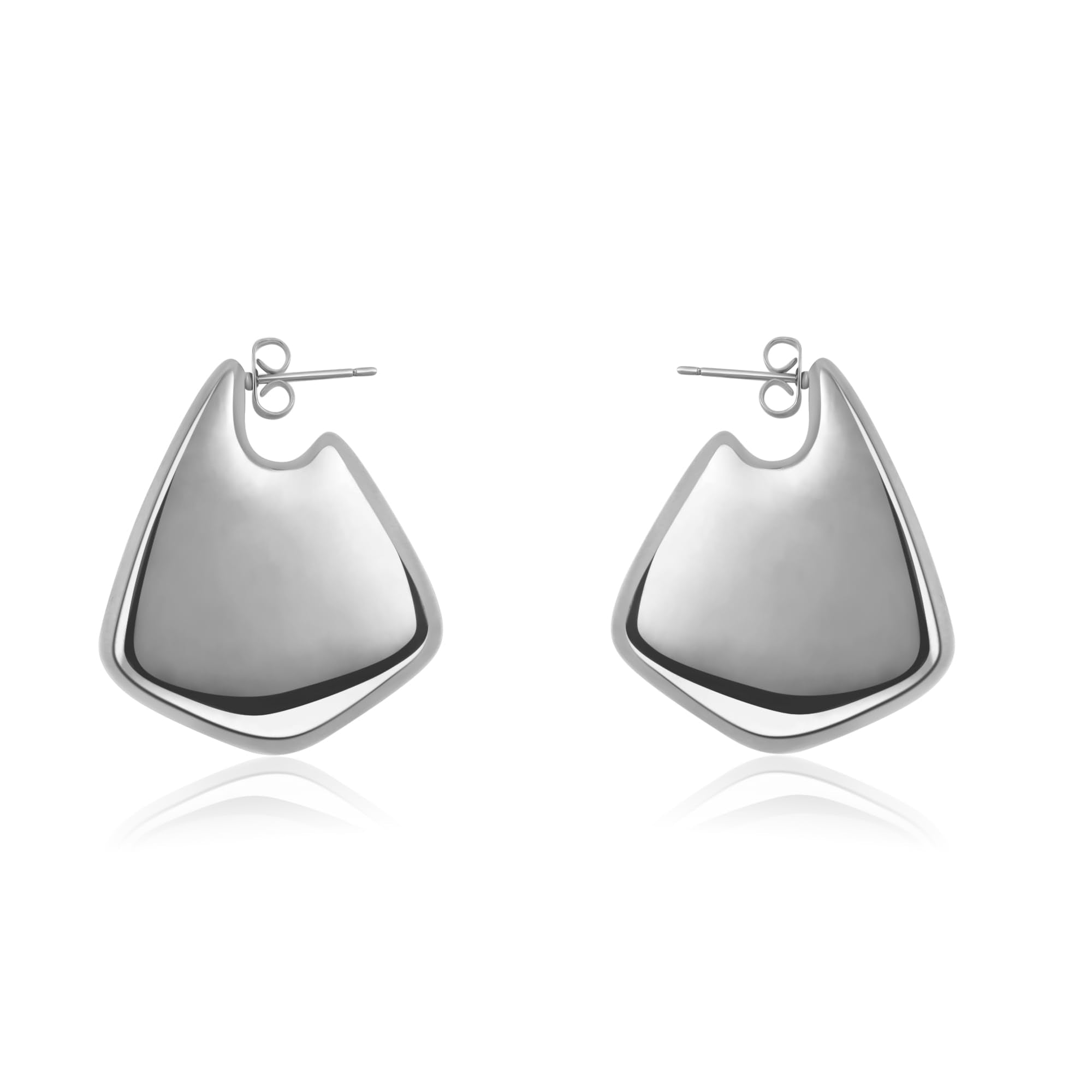 SHERLOVE Chunky Big Fin Drop Silver Statement Earrings for Women Fin Drop Hoop Earrings Women Girls Fashion Jewelry Gift