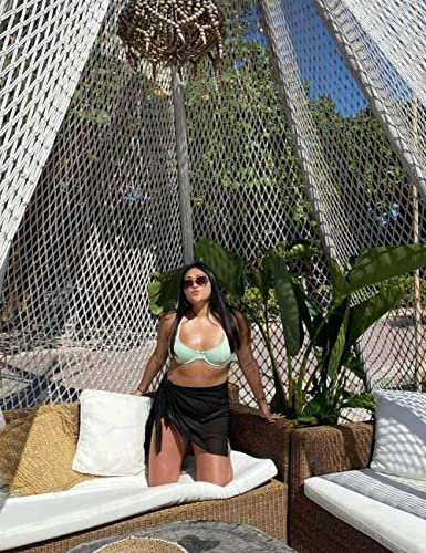 OmicGot Women’s Sarong Wrap Beach Skirt Sarong Swimwear Cover Up Swimsuit Wrap Black L-XL