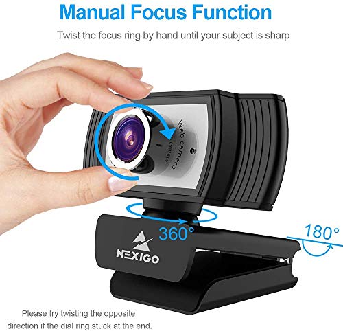 NexiGo N660E (Gen 2) 1080P Webcam with Ring Light, Adjustable Brightness, Magnetic Privacy Cover, Dual Noise Reduction Mics, for Zoom Skype Teams, Black (Renewed)
