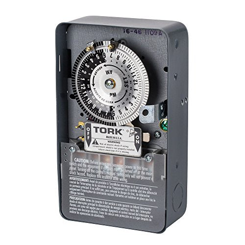 NSi Industries TORK 1109A Indoor 40-Amp Multi-Volt Mechanical Lighting and Appliance Timer - 24-Hour Programming - Multiple On/Off Settings - 120/208-277-Volt - Grey 2.9 x 4.7 x 7.9 inches