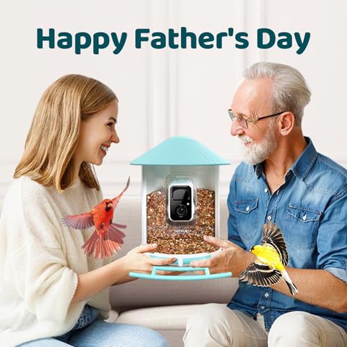 NETVUE Birdfy AI Smart Bird Feeder with Camera, AI Auto Capture Each Bird Come & Identify 6000+ Bird Species, Cloud Store Bird Videos & Birdwatching On Live, Ideal Gift for Bird Lover (Blue)
